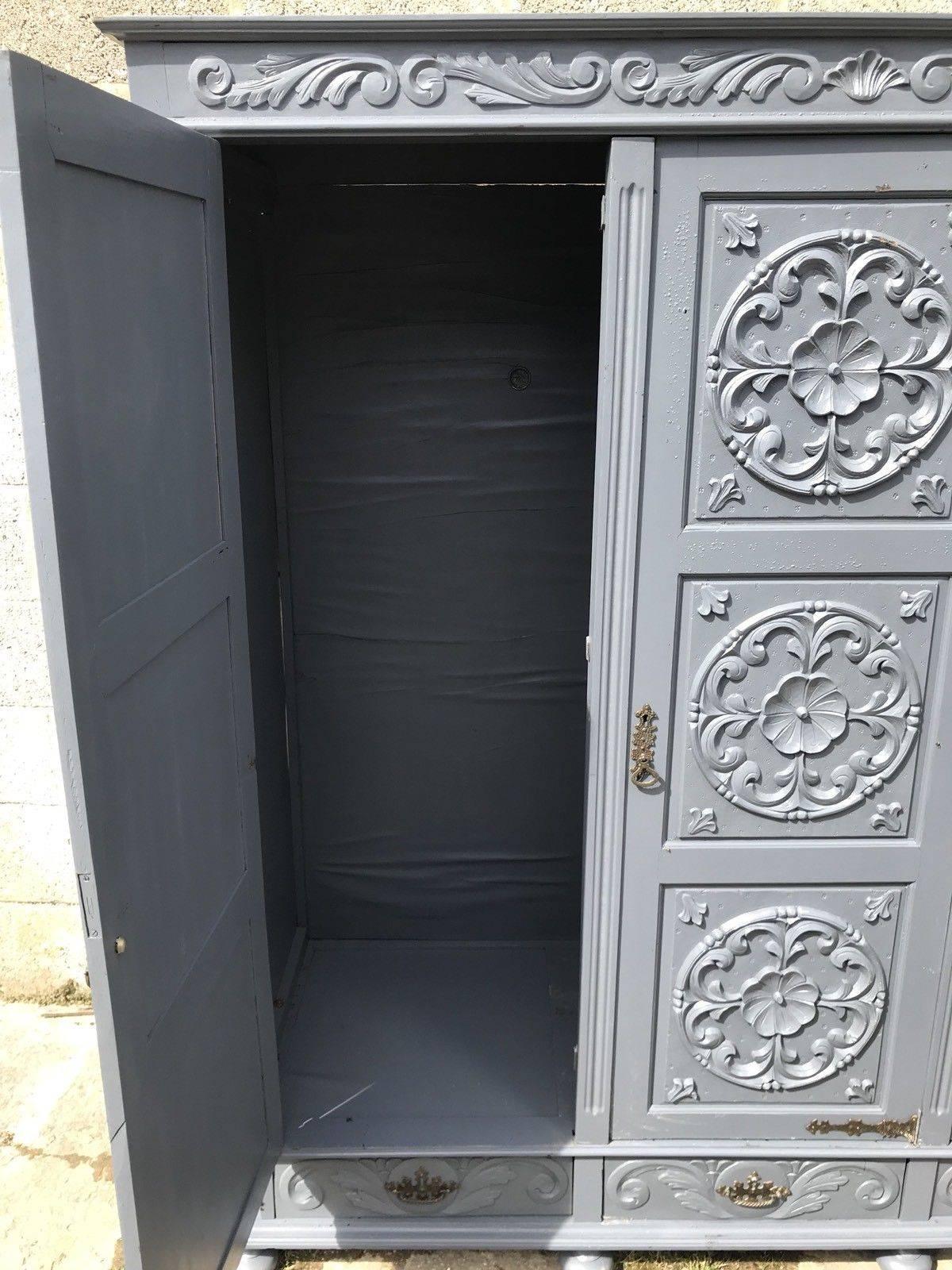 Stunning Antique French Armoire, Painted, Original, Knockdown For Sale 2