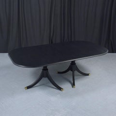 Restored Antique George III Mahogany Extendable Dining Table with Brass Toecaps