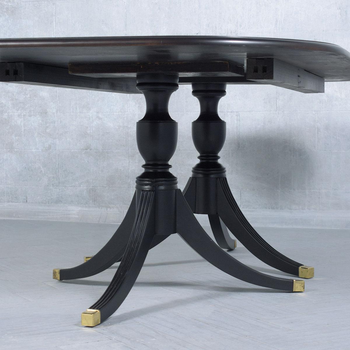 Restored Antique George III Mahogany Extendable Dining Table with Brass Toecaps For Sale 2