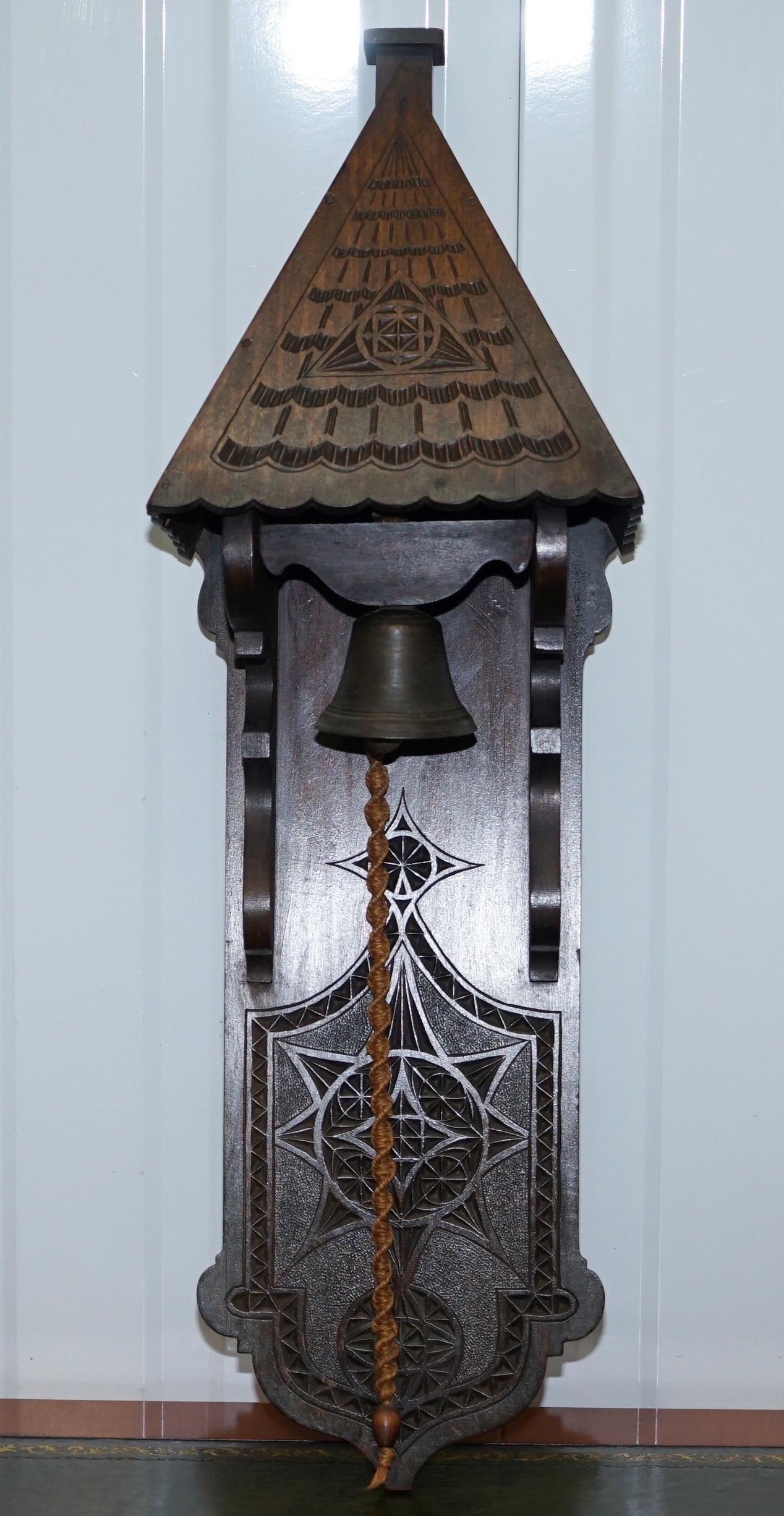 We are delighted to offer for sale this lovely rather grand looking Victorian doorbell

A very well made and decorative piece in lightly restored condition, we have cleaned waxed and polished the timber, the rope seems to be original and in