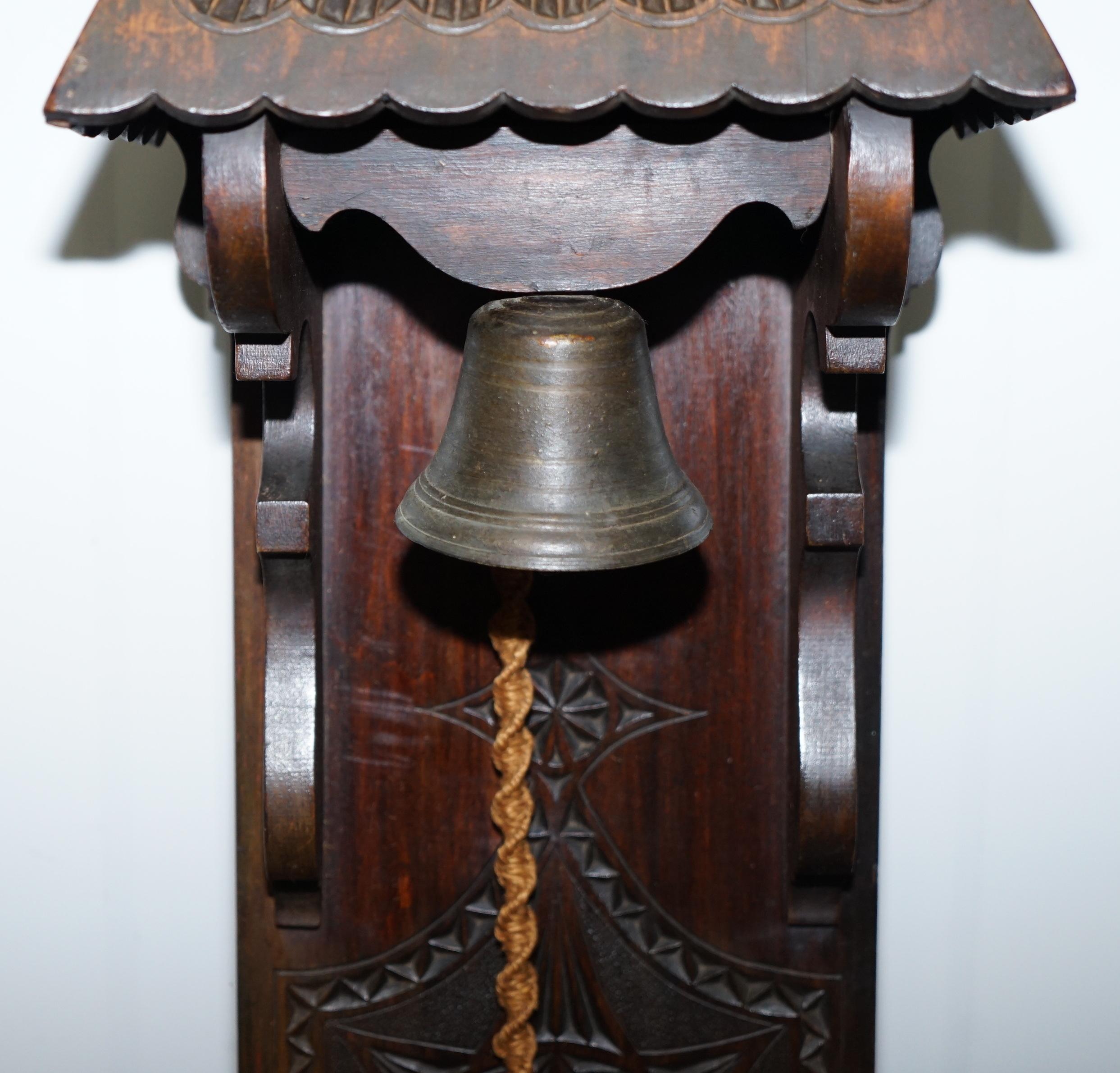 19th Century Stunning Antique Hand-Carved Wood Victorian Door Entrance Bell Grand Piece
