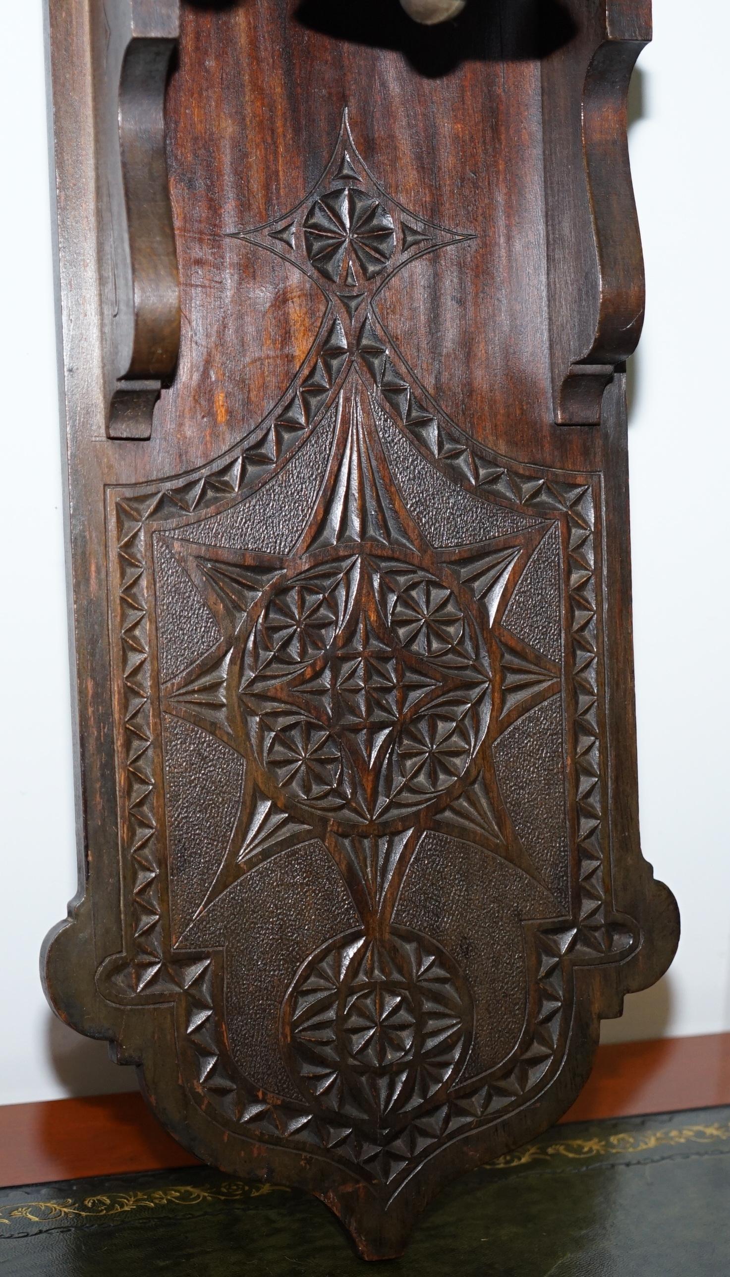 Stunning Antique Hand-Carved Wood Victorian Door Entrance Bell Grand Piece 1