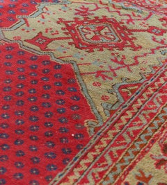 Antique Handwoven Wool Oushak Rug, Turkish, Early 20th Century