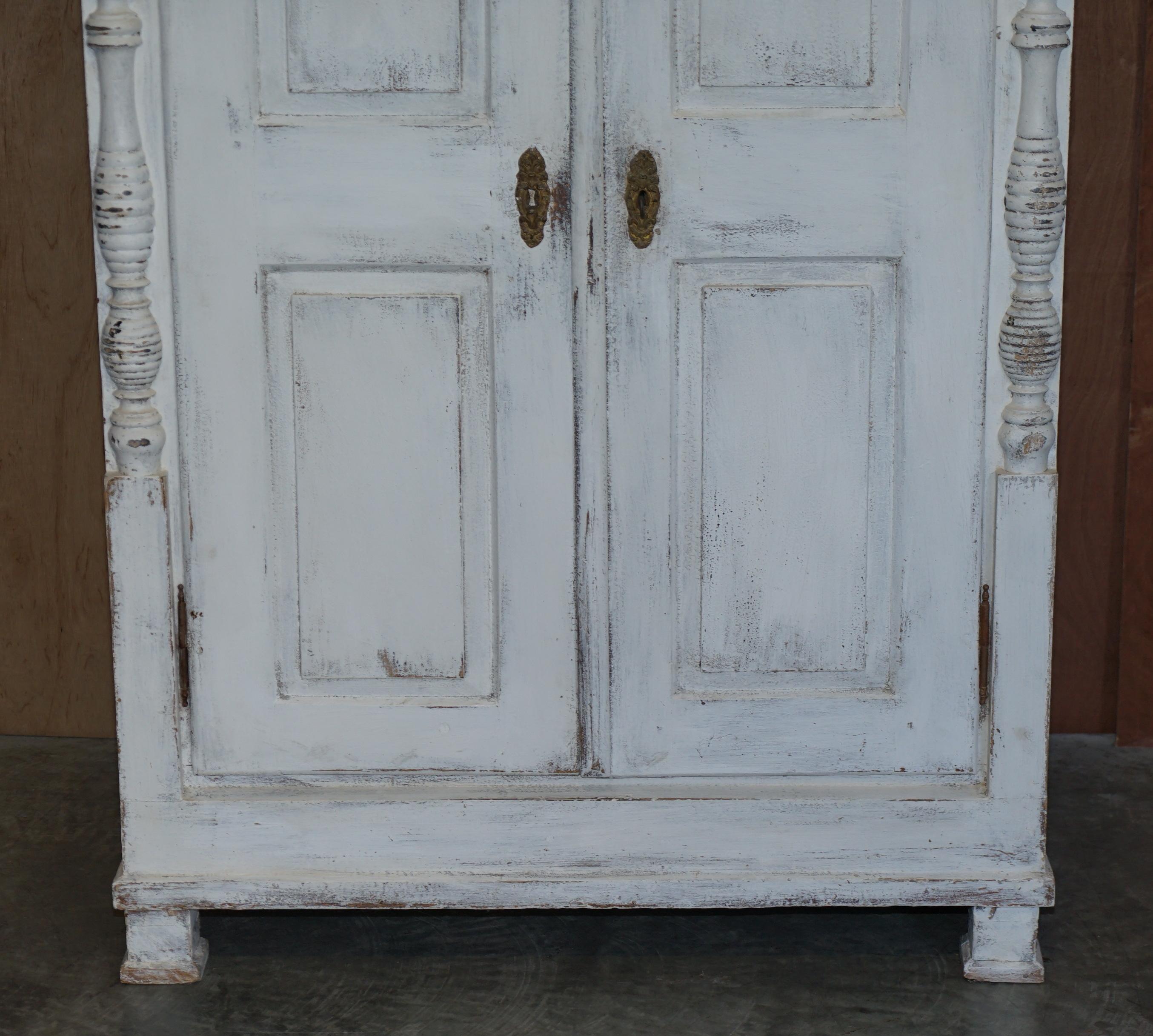 Victorian Stunning Antique Hungarian Hand Painted Housekeepers Linen Cupboard / Wardrobe For Sale