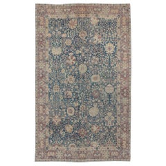 Superbe tapis indien ancien Agra du 19ème siècle avec vase et fond sarcelle