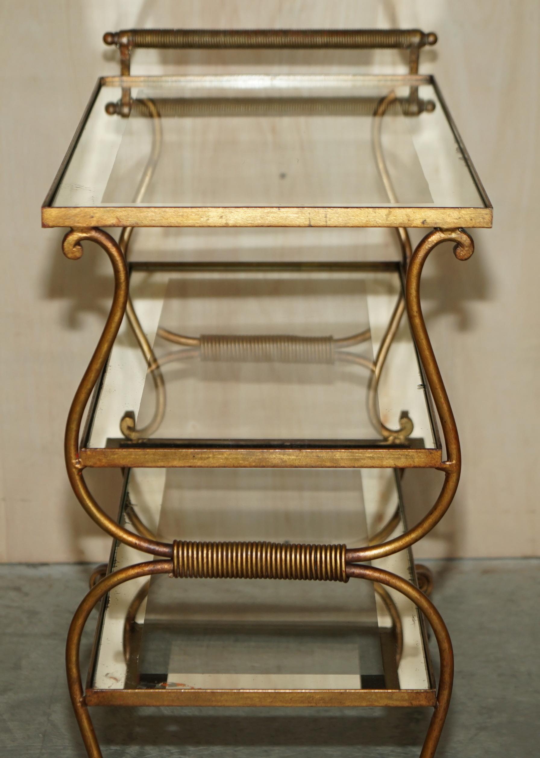 Stunning Antique Italian circa 1950's Brass & Glass Tea Cake Serving Trolley For Sale 3