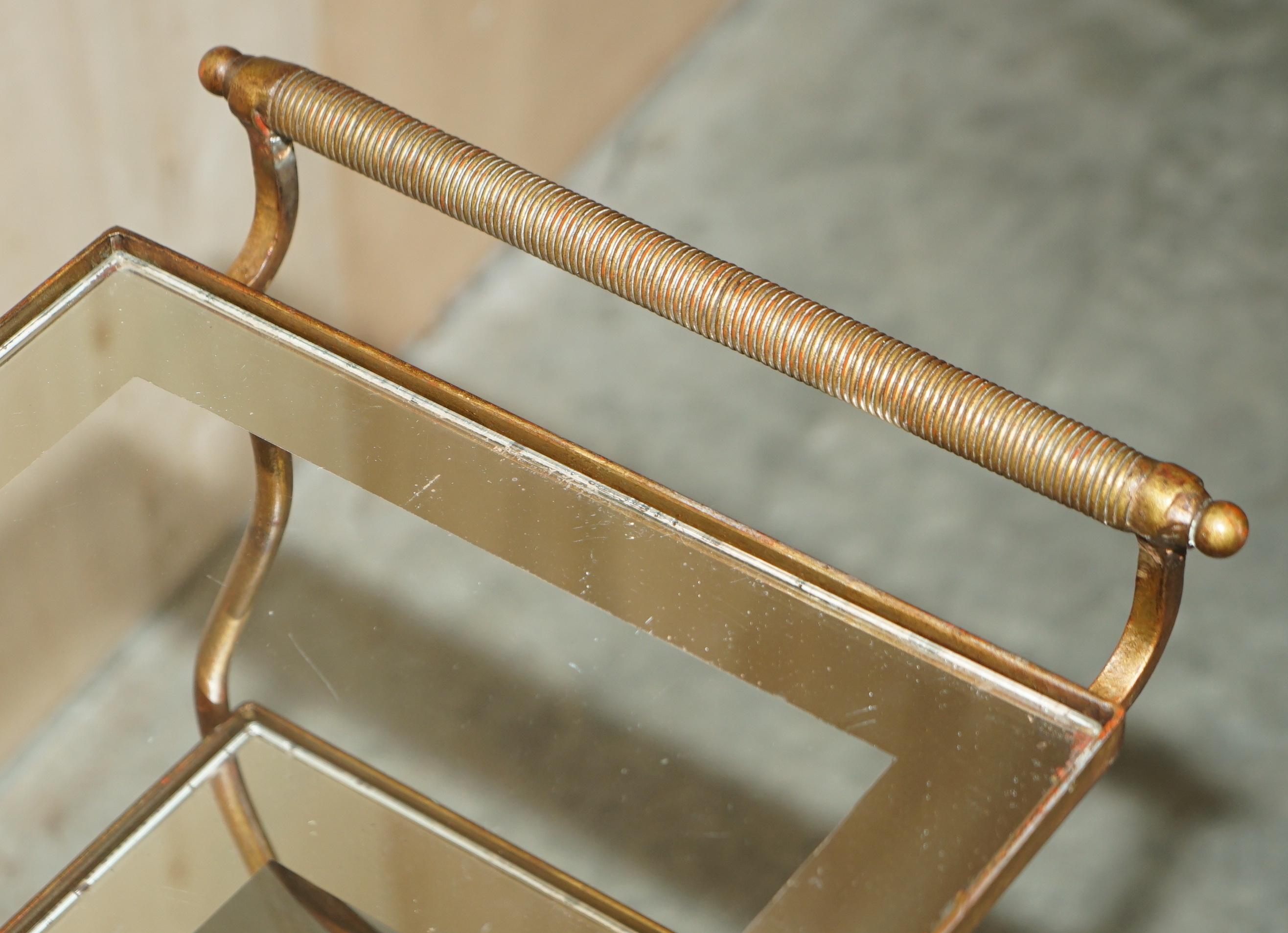 Stunning Antique Italian circa 1950's Brass & Glass Tea Cake Serving Trolley For Sale 6