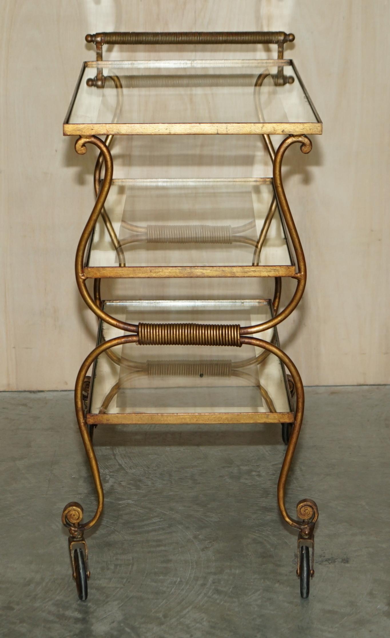 Stunning Antique Italian circa 1950's Brass & Glass Tea Cake Serving Trolley For Sale 1