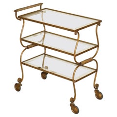 Atemberaubender antiker italienischer Teekübel-Servierwagen aus Messing und Glas aus den 1950er Jahren