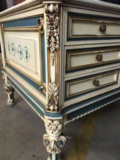 Stunning Antique Italian Pedestal Desk, Vintage, Original Paint, Rare