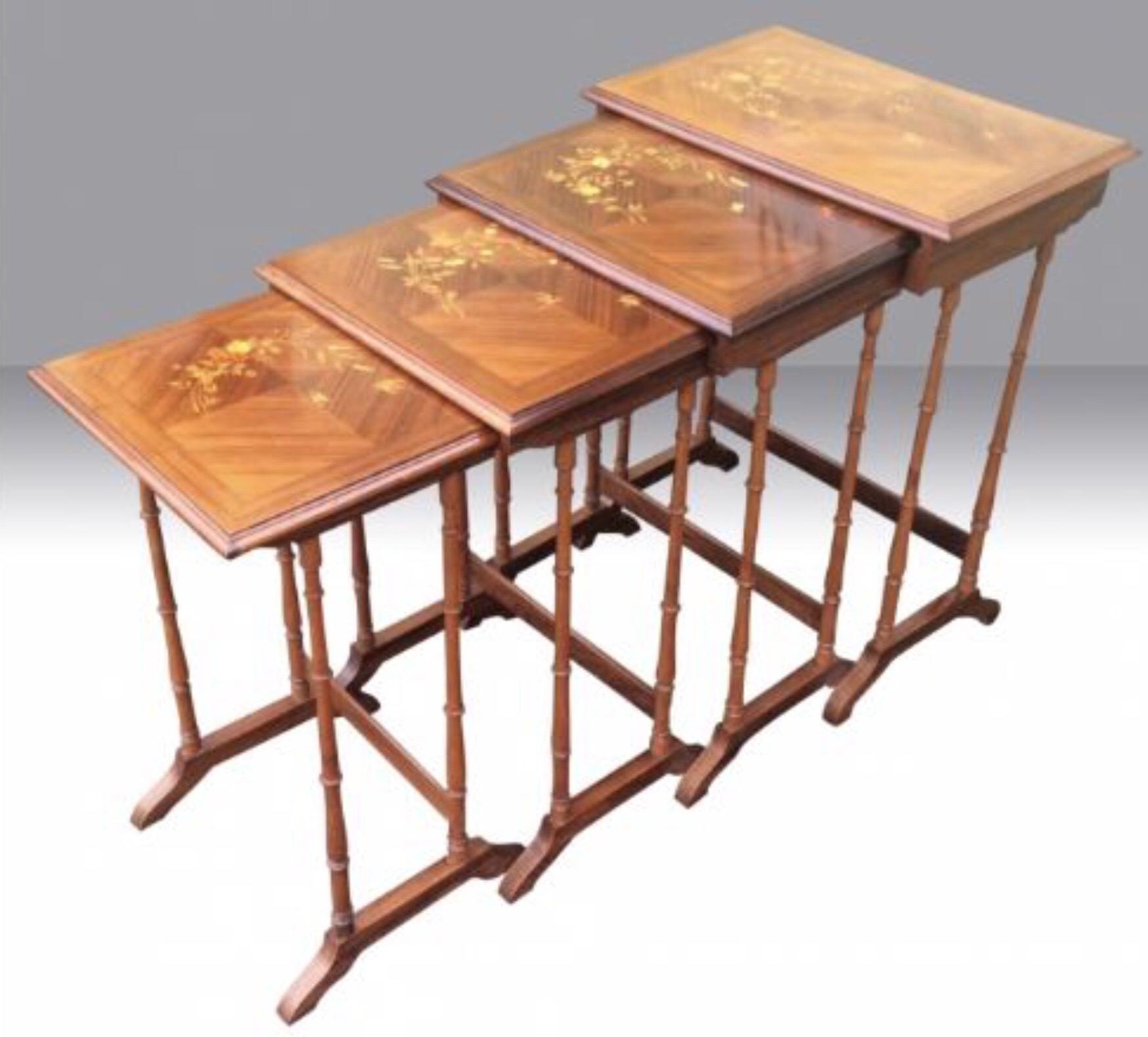 British Stunning Antique Kingwood Nest of Four Tables