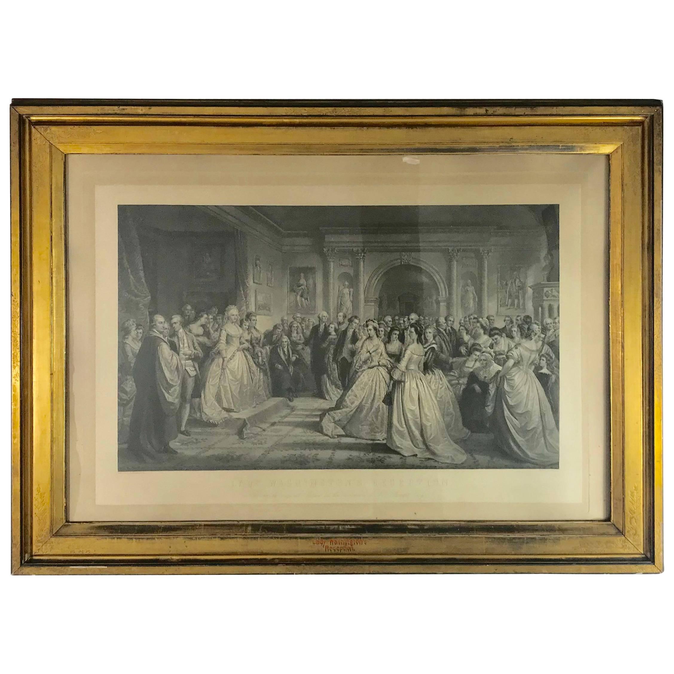 Stunning Antique "Lady Washington's Reception Day" Engraving by A. H. Ritchie