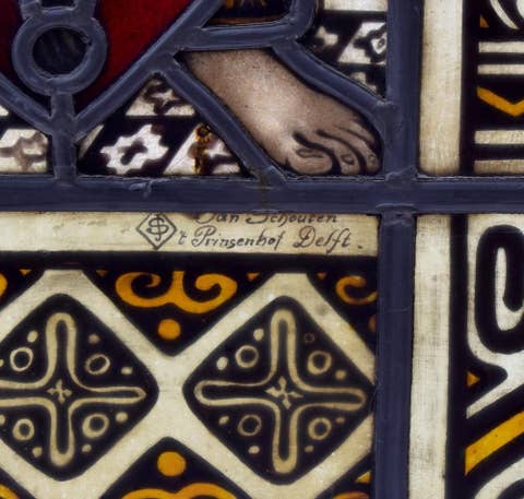 Rare Decorative Leaded-Glass Window Picturing The Queen of the East, ca. 1899