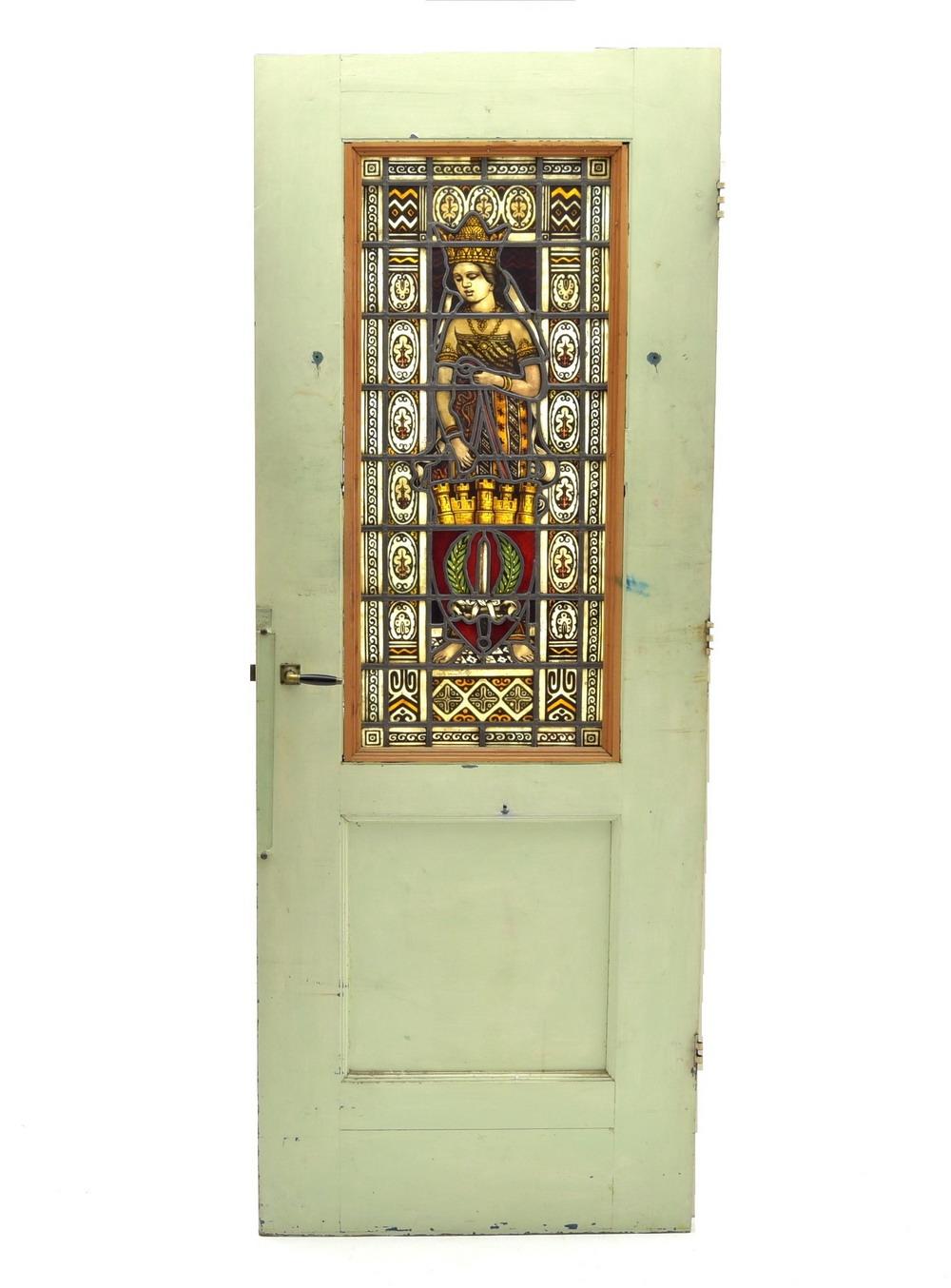 Art Nouveau Leaded-Glass Window Picturing The Queen of the East, ca. 1899 For Sale