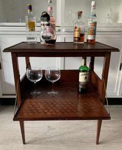 Stunning Antique Marquetry Inlaid Mahogany Drinks Cart / Serving Table / Dry Bar