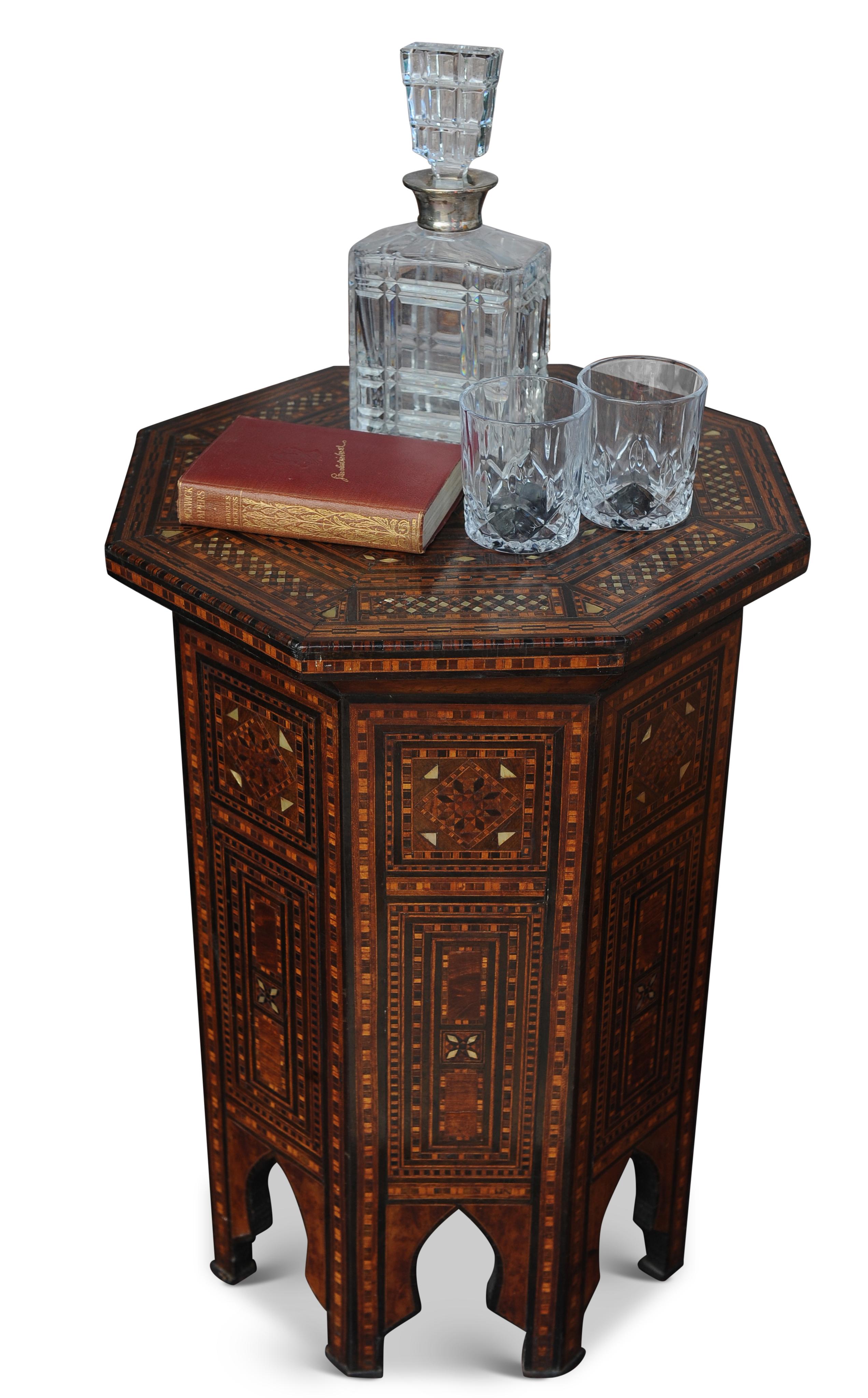 20th Century Stunning Antique Middle Eastern Octagonal Parquetry Table With Repetitive Inlay