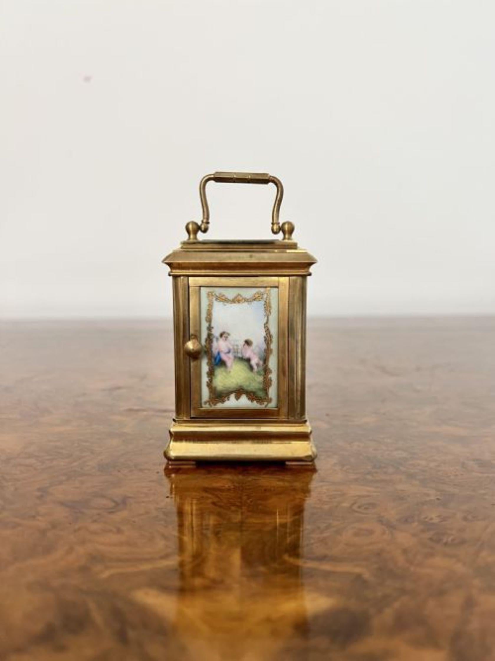 Brass Stunning antique miniature quality brass carriage clock