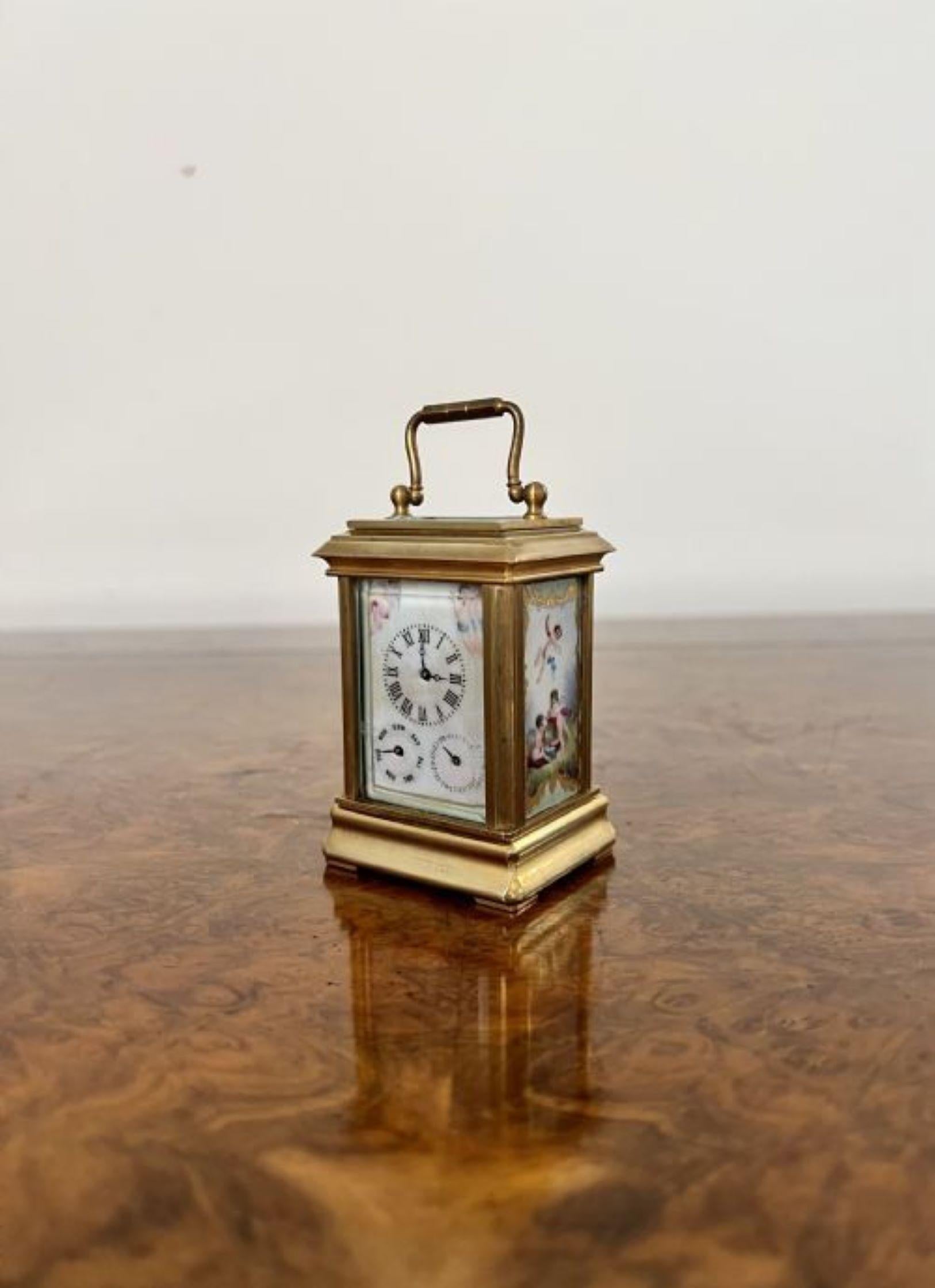 Stunning antique miniature quality brass carriage clock 1