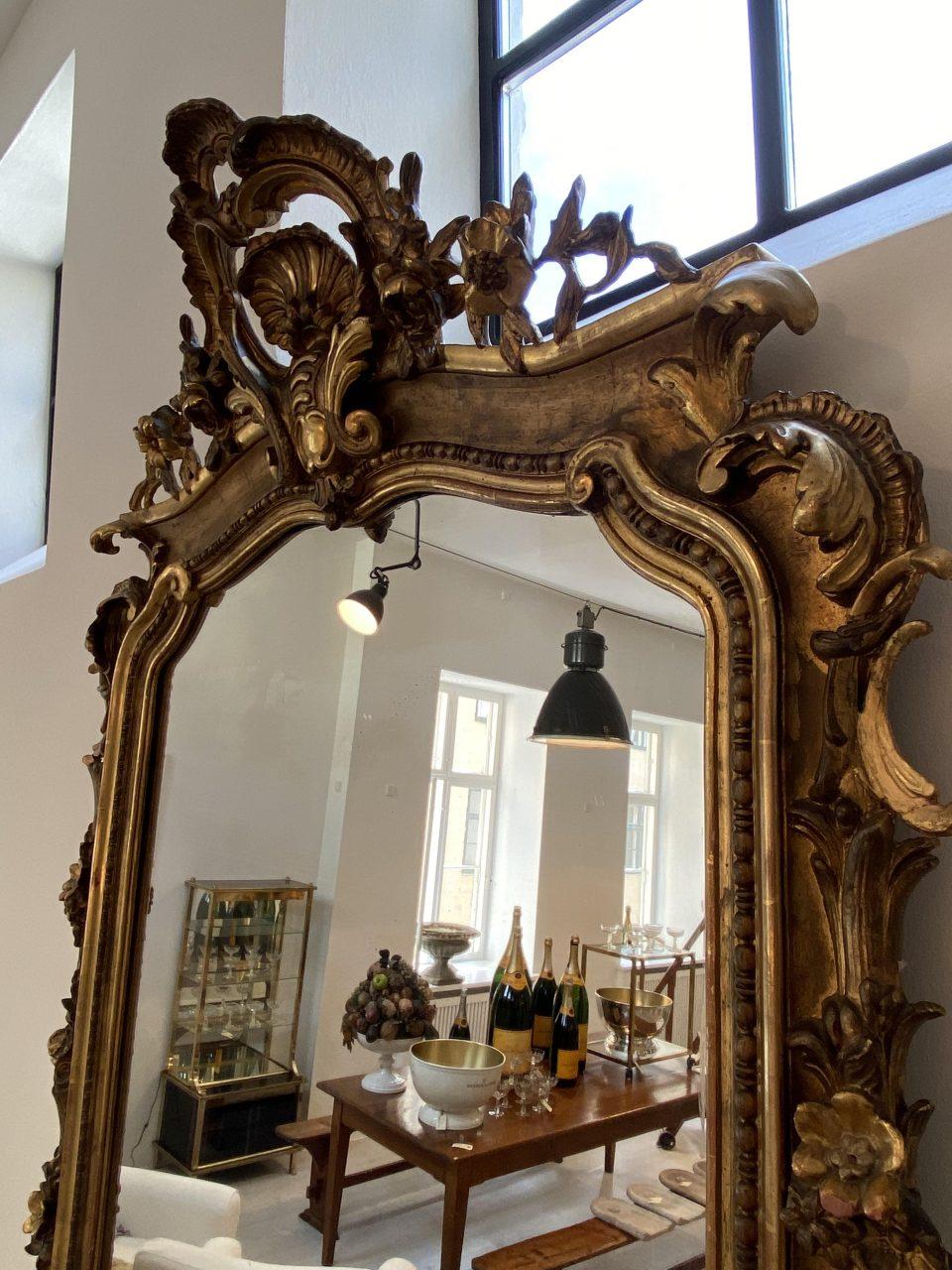 Stunning Antique Ornate Gilt Mirror, 1870s, France In Good Condition In Copenhagen K, DK