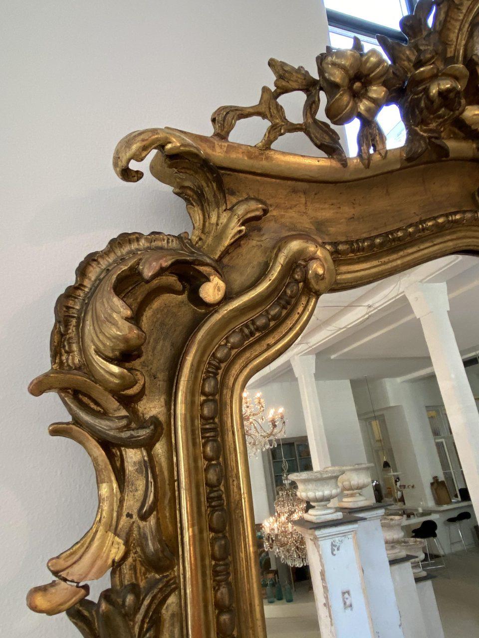 Wood Stunning Antique Ornate Gilt Mirror, 1870s, France