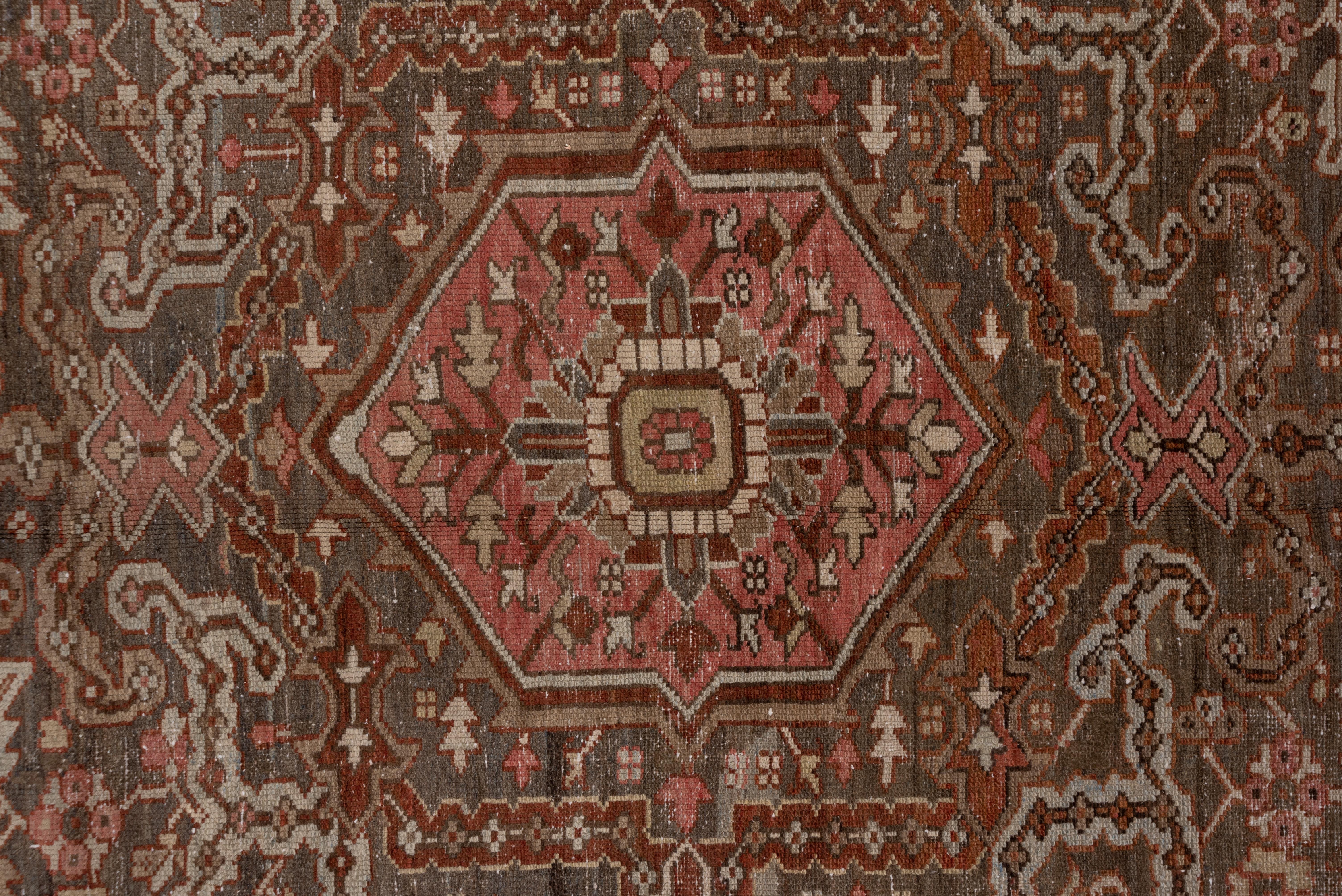Early 20th Century Stunning Antique Persian Serapi Arae Rug, Charcoal Gray Field & Rust Borders For Sale