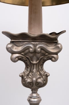 Stunning Antique Pewter Rococo Candlestick floor lamp Italy