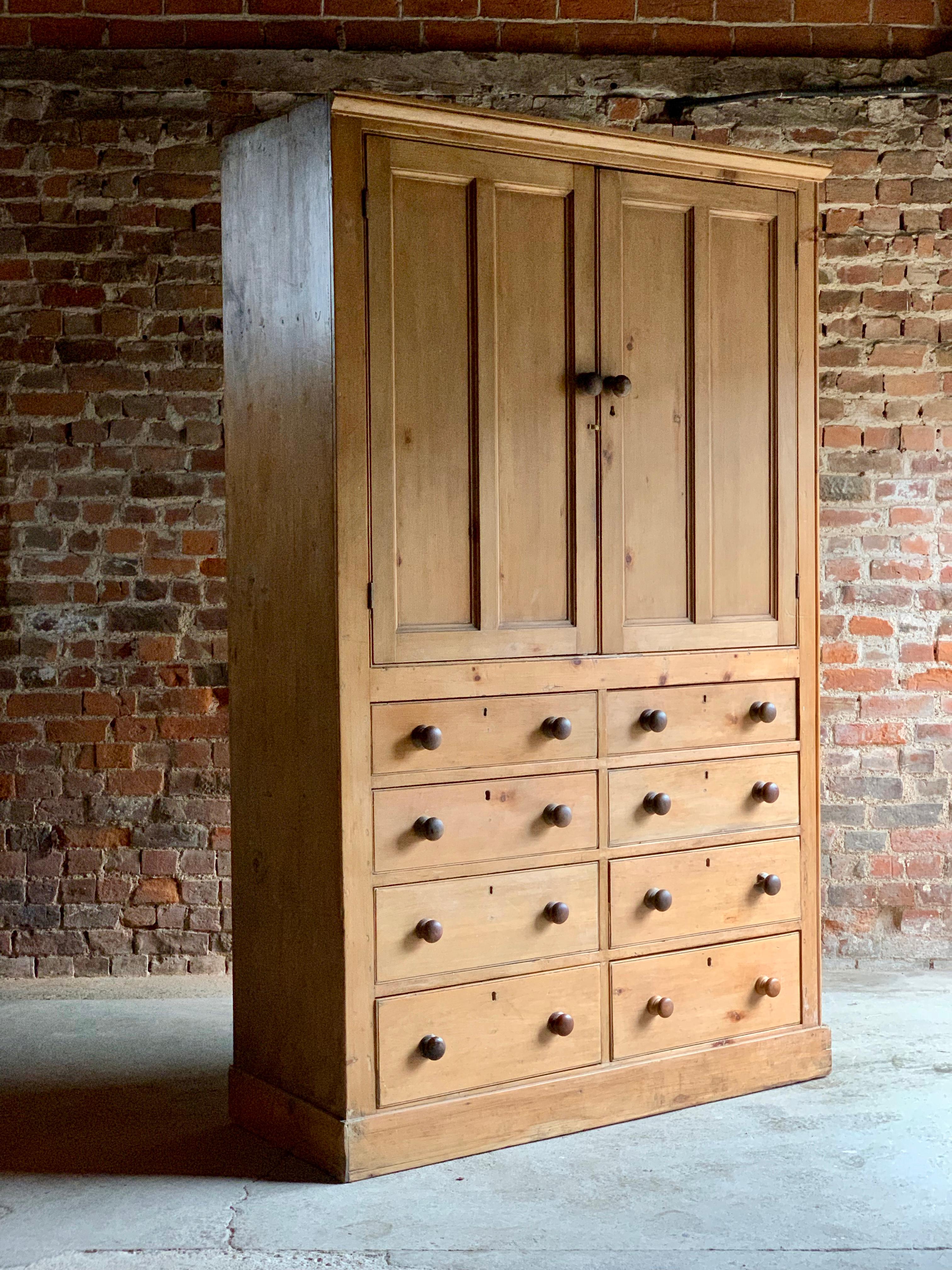Stunning Antique Pine Housekeepers Cupboard Very Large, circa 1890, 19th Century 1