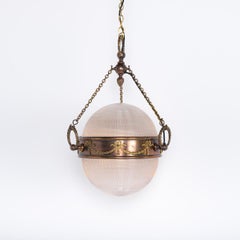 Stunning Antique Prismatic Glass Globe Pendant By Holophane For G.E.C