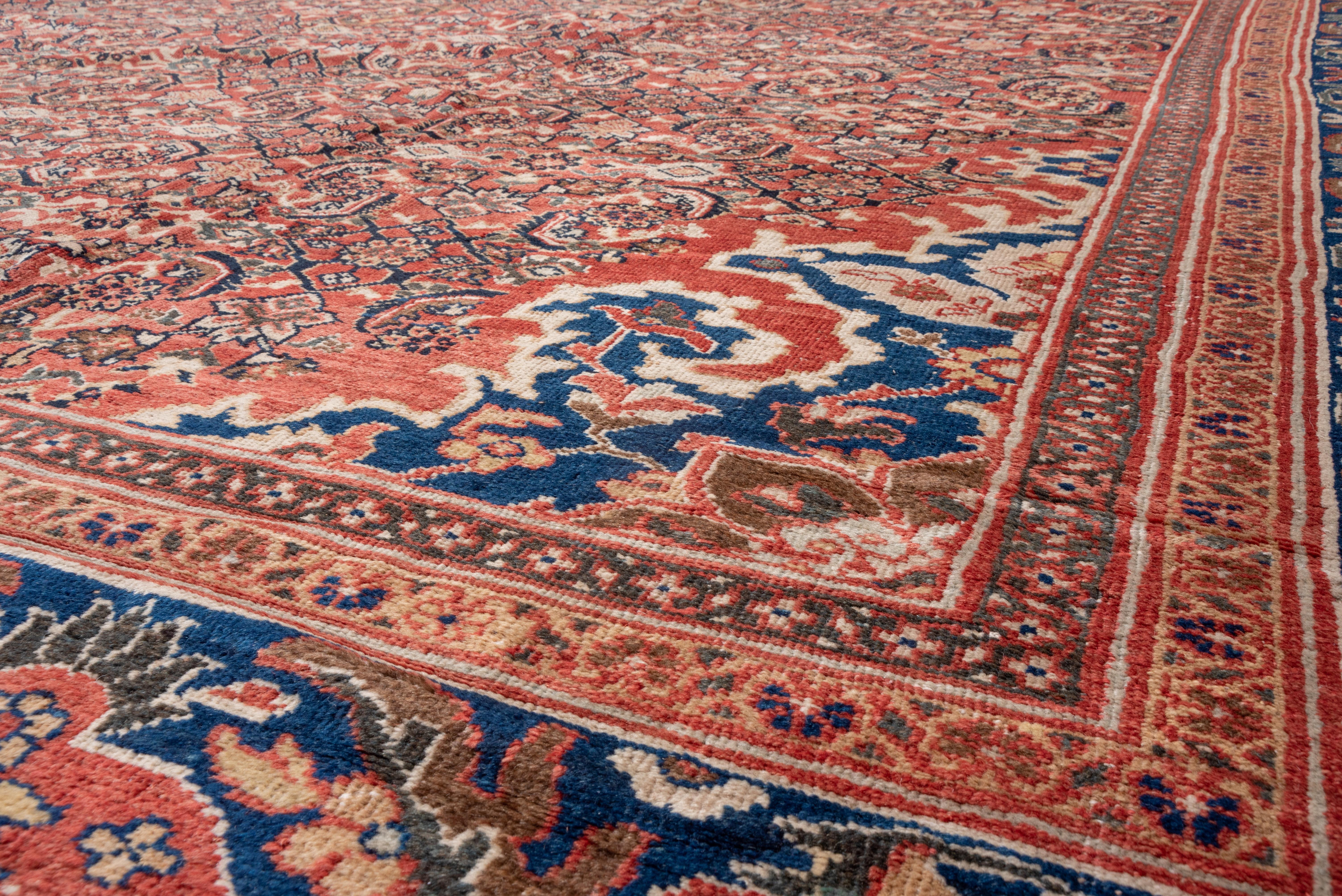Hand-Knotted Stunning Antique Red Persian Sultanabad Mansion Carpet, Red Outer Field, 1900s For Sale