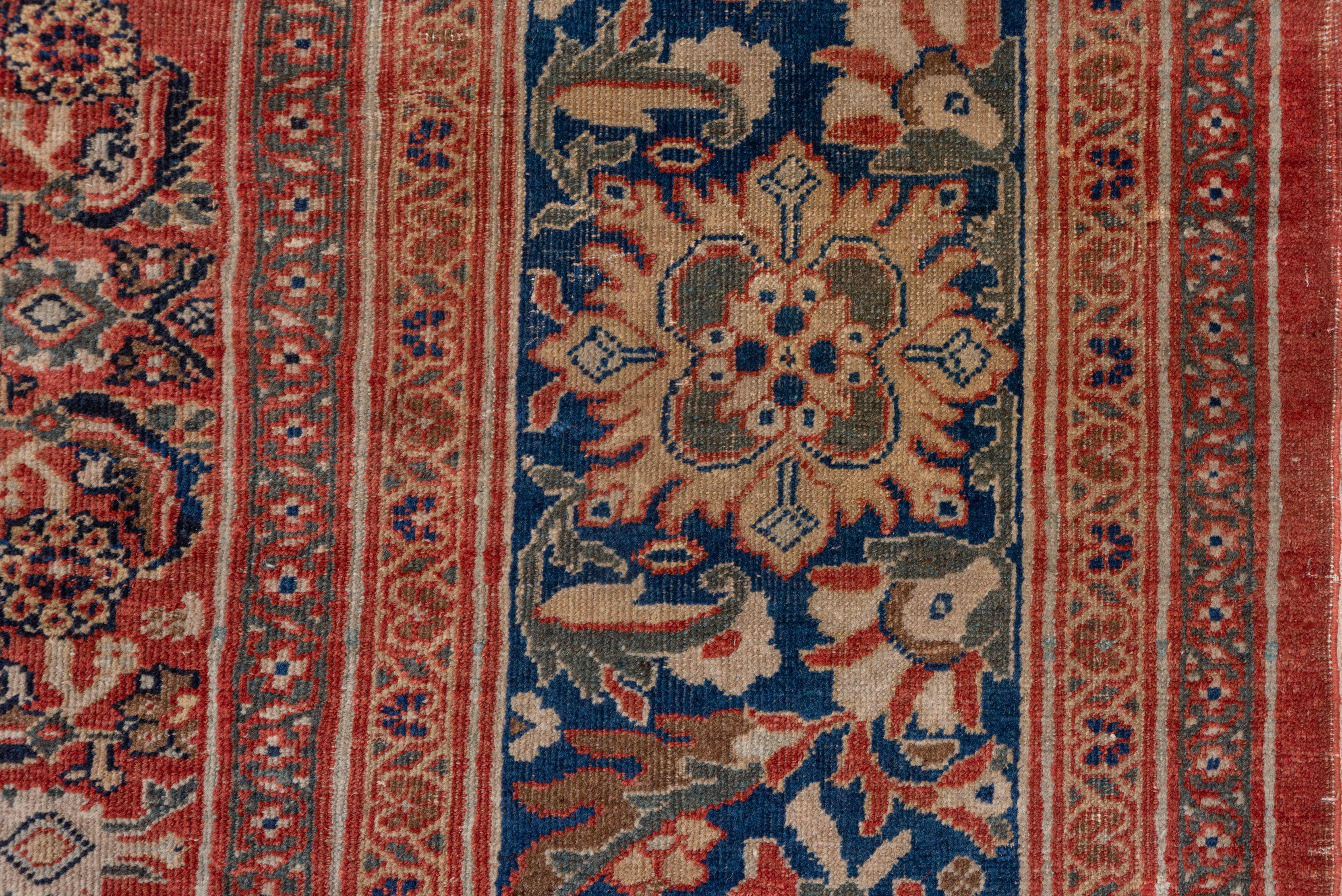 Stunning Antique Red Persian Sultanabad Mansion Carpet, Red Outer Field, 1900s For Sale 1