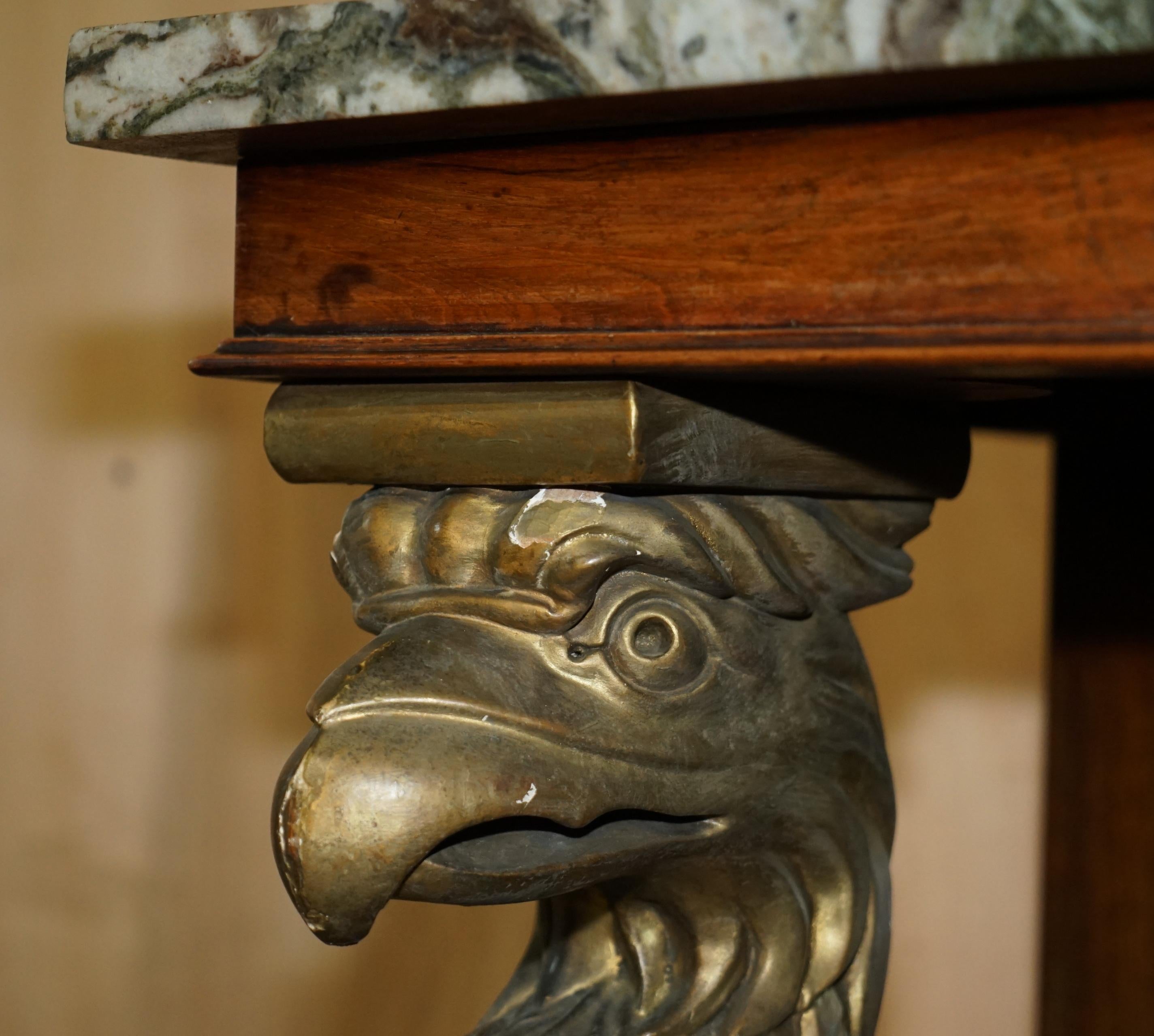 Stunning Antique Regency Hardwood Giltwood & Marble Eagle Carved Console Table For Sale 6