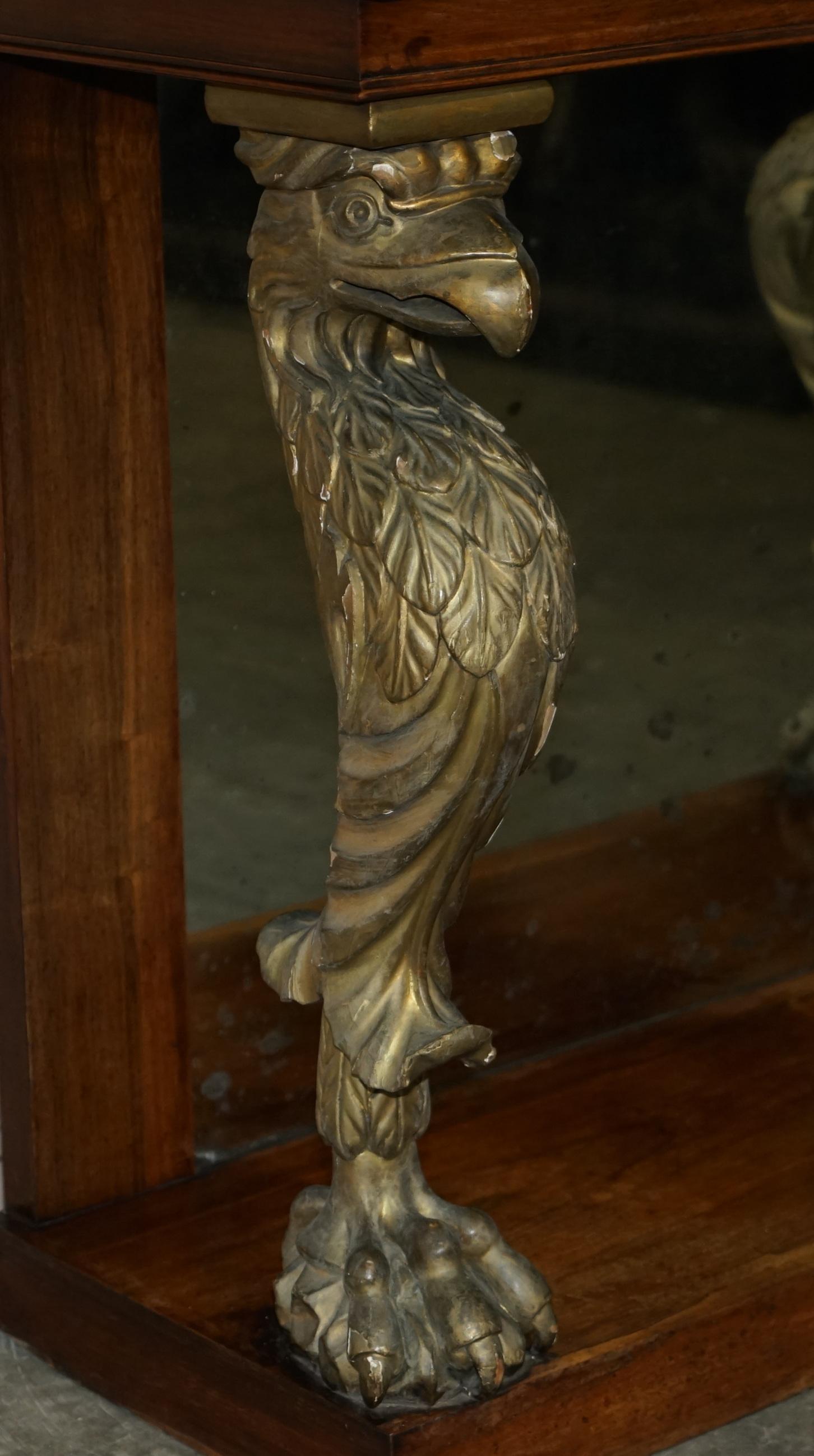 Stunning Antique Regency Hardwood Giltwood & Marble Eagle Carved Console Table For Sale 1