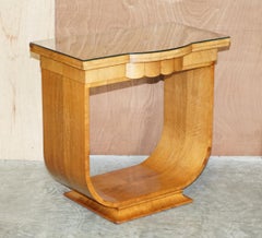 Stunning Antique Satin Birch Wood Art Deco Tulip Fold over Games or Card Table