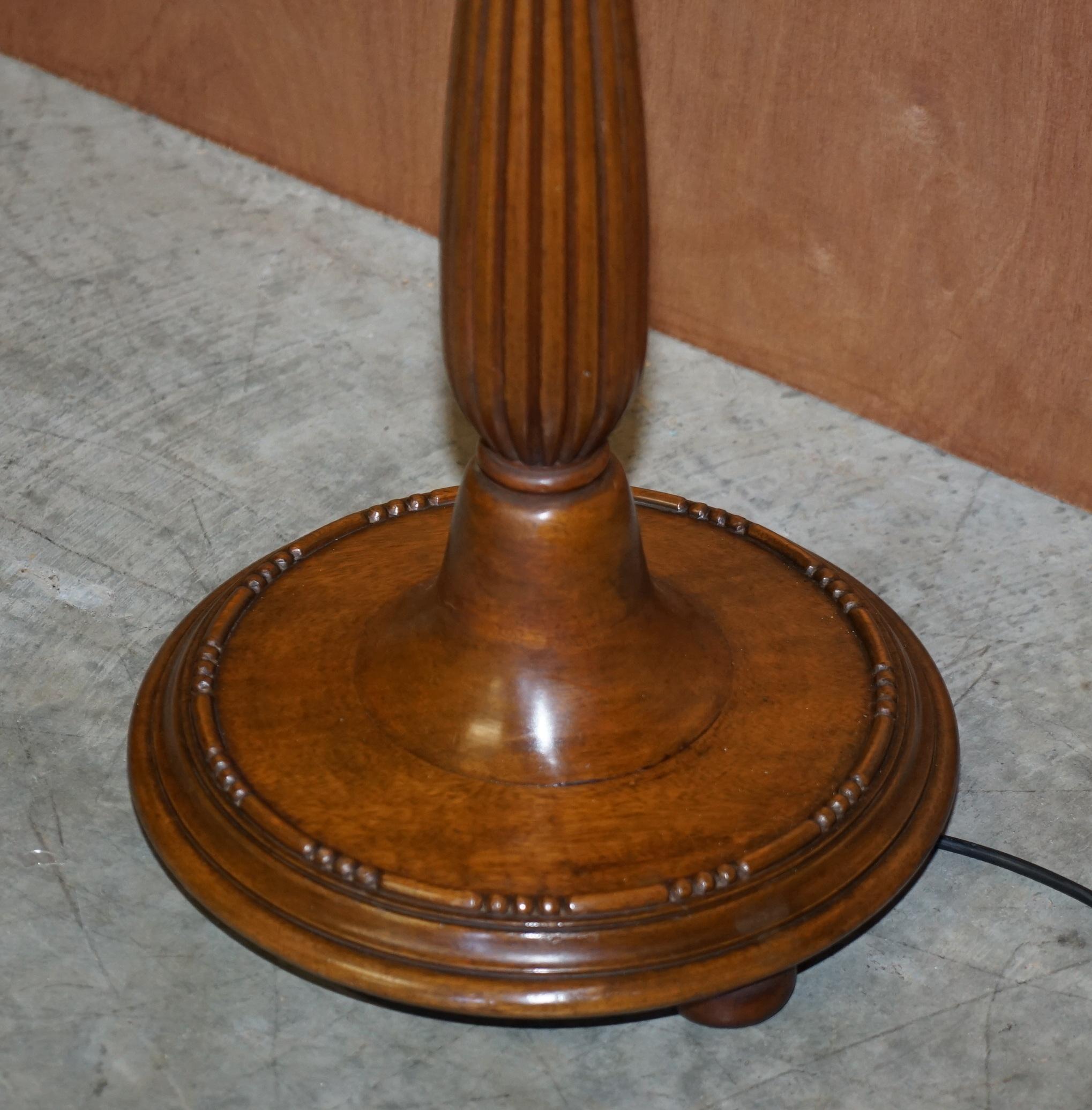 We are delighted to offer for sale this stunning hand made in Scotland, oak floor standing lamp 

A good looking and decorative piece that has been fully restored. The timber has been cleaned waxed and polished, the fittings, cable and plug all