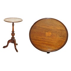 Stunning Antique Sheraton Revival Hardwood Tripod Side End Lamp Wine Table