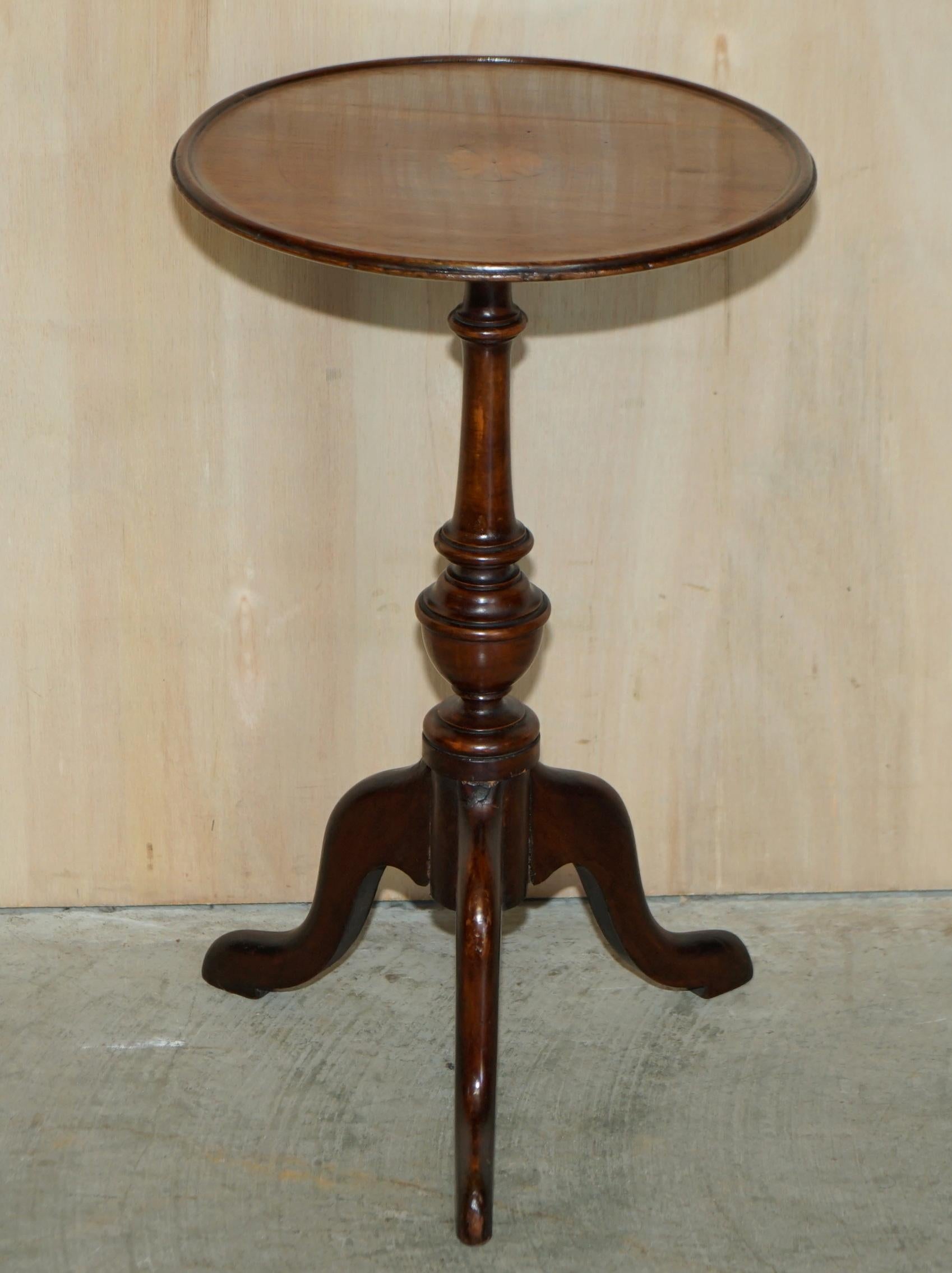 Late Victorian Stunning Antique Sheraton Revival Hardwood Tripod Side End Lamp Wine Table For Sale