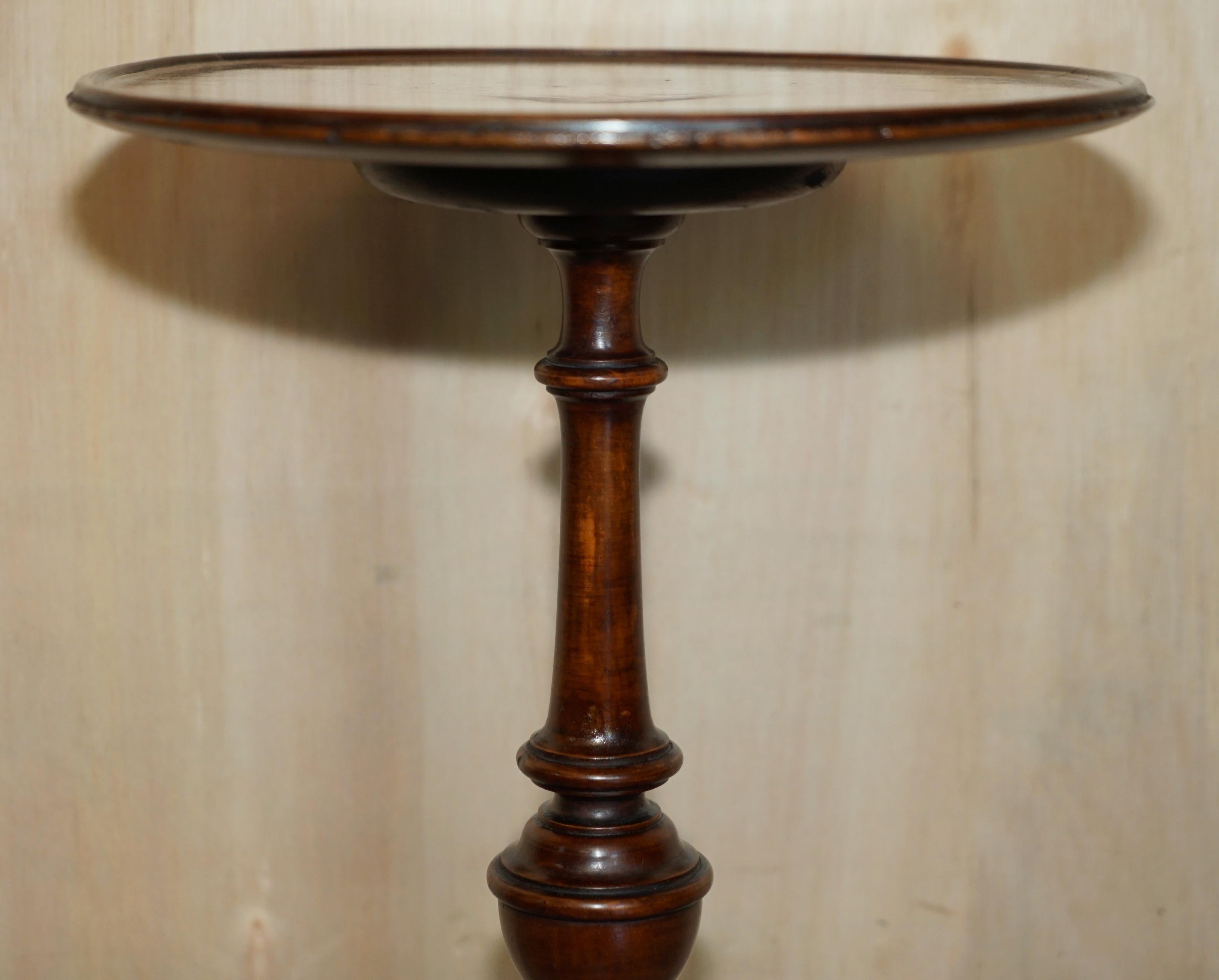 English Stunning Antique Sheraton Revival Hardwood Tripod Side End Lamp Wine Table For Sale