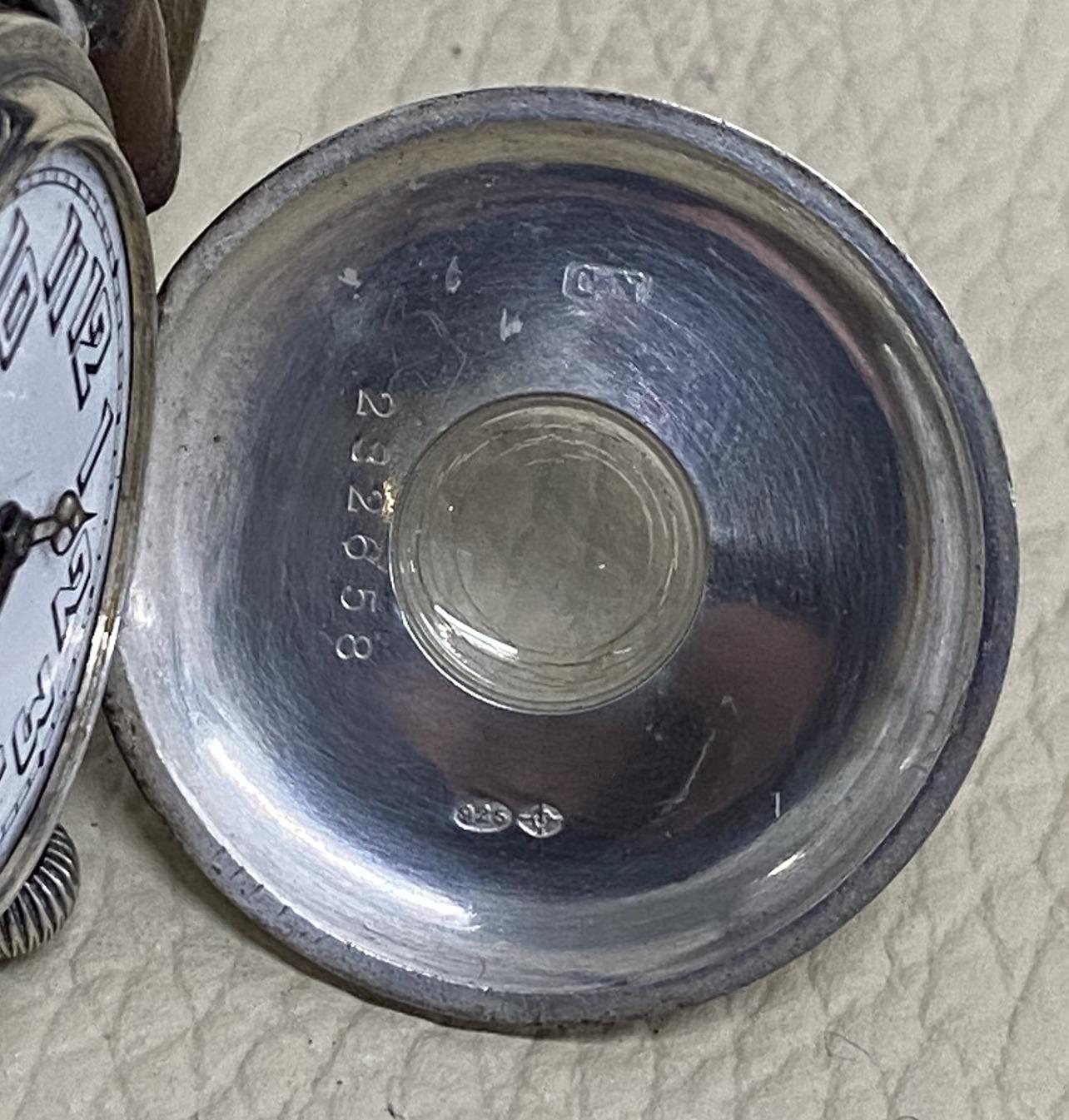 Stunning Antique Solid Sterling Silver Aviator Wristwatch Half Hunter Case 8