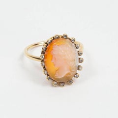 Beautiful Antique Stone Cameo Gold Ring Estate Fine Jewelry