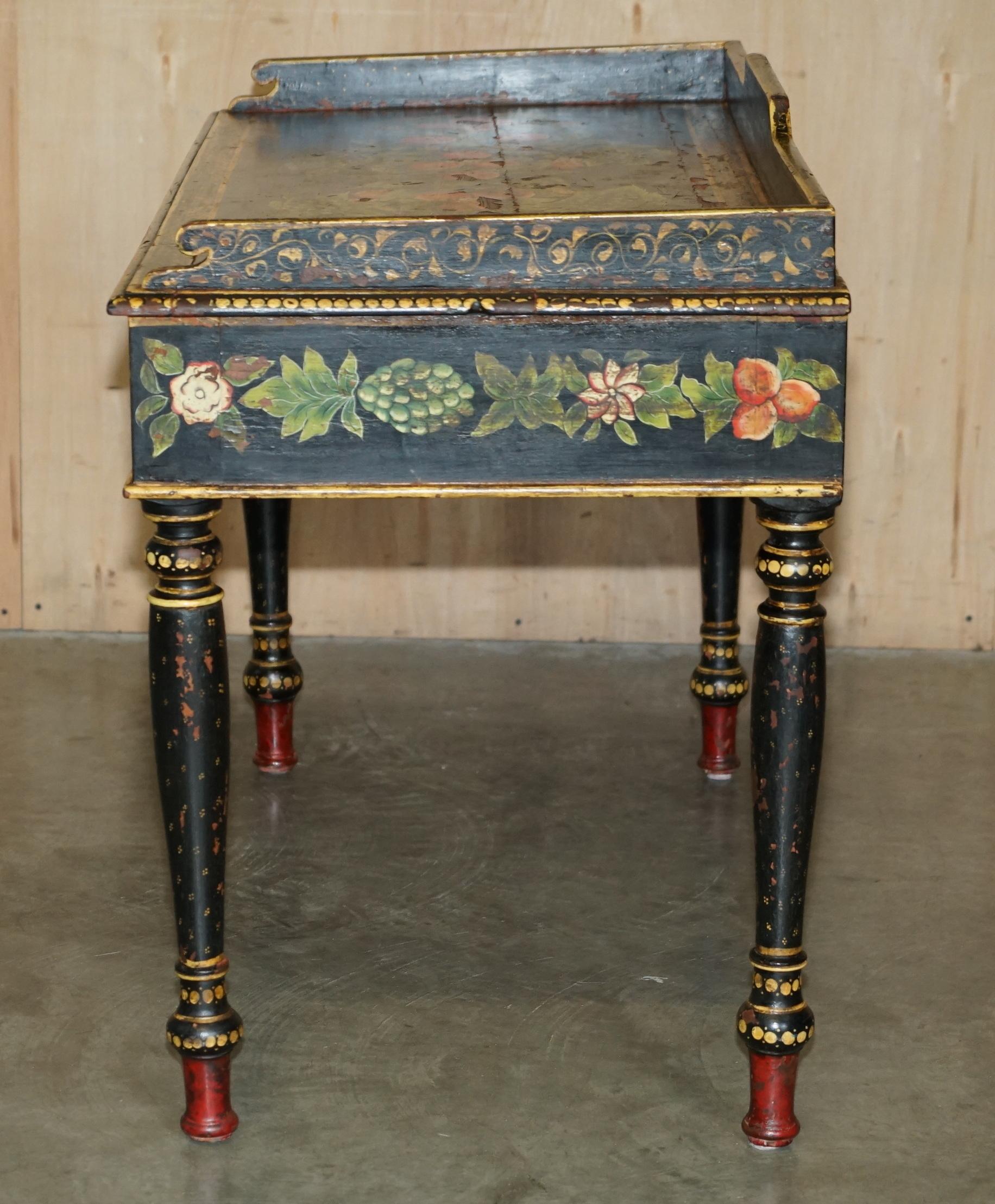 STUNNING ANTiQUE SWEDISH PAINTED WRITING DRESSING TABLE DESK WITH TWIN DRAWERS For Sale 11