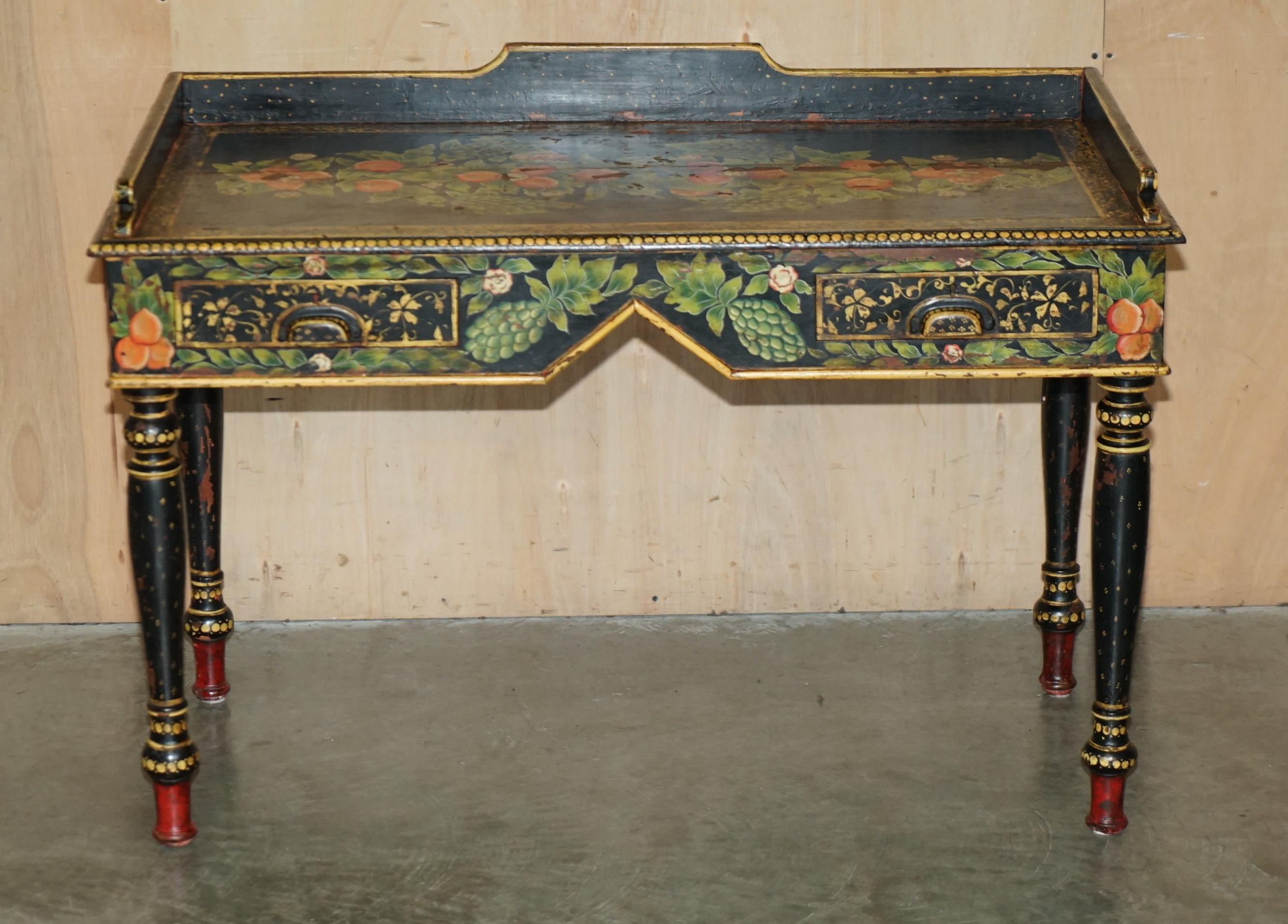 High Victorian STUNNING ANTiQUE SWEDISH PAINTED WRITING DRESSING TABLE DESK WITH TWIN DRAWERS For Sale