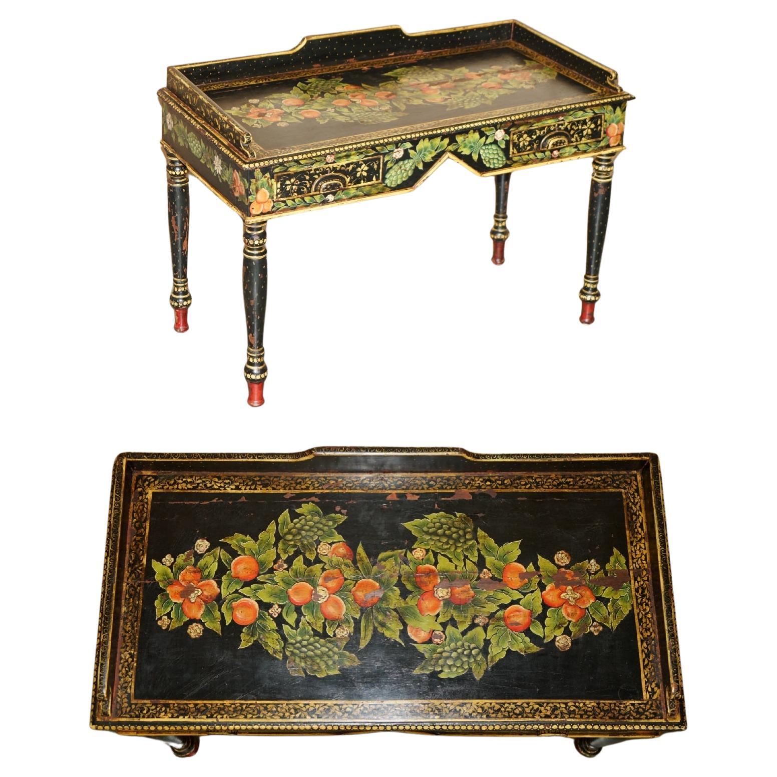 STUNNING ANTiQUE SWEDISH PAINTED WRITING DRESSING TABLE DESK WITH TWIN DRAWERS For Sale