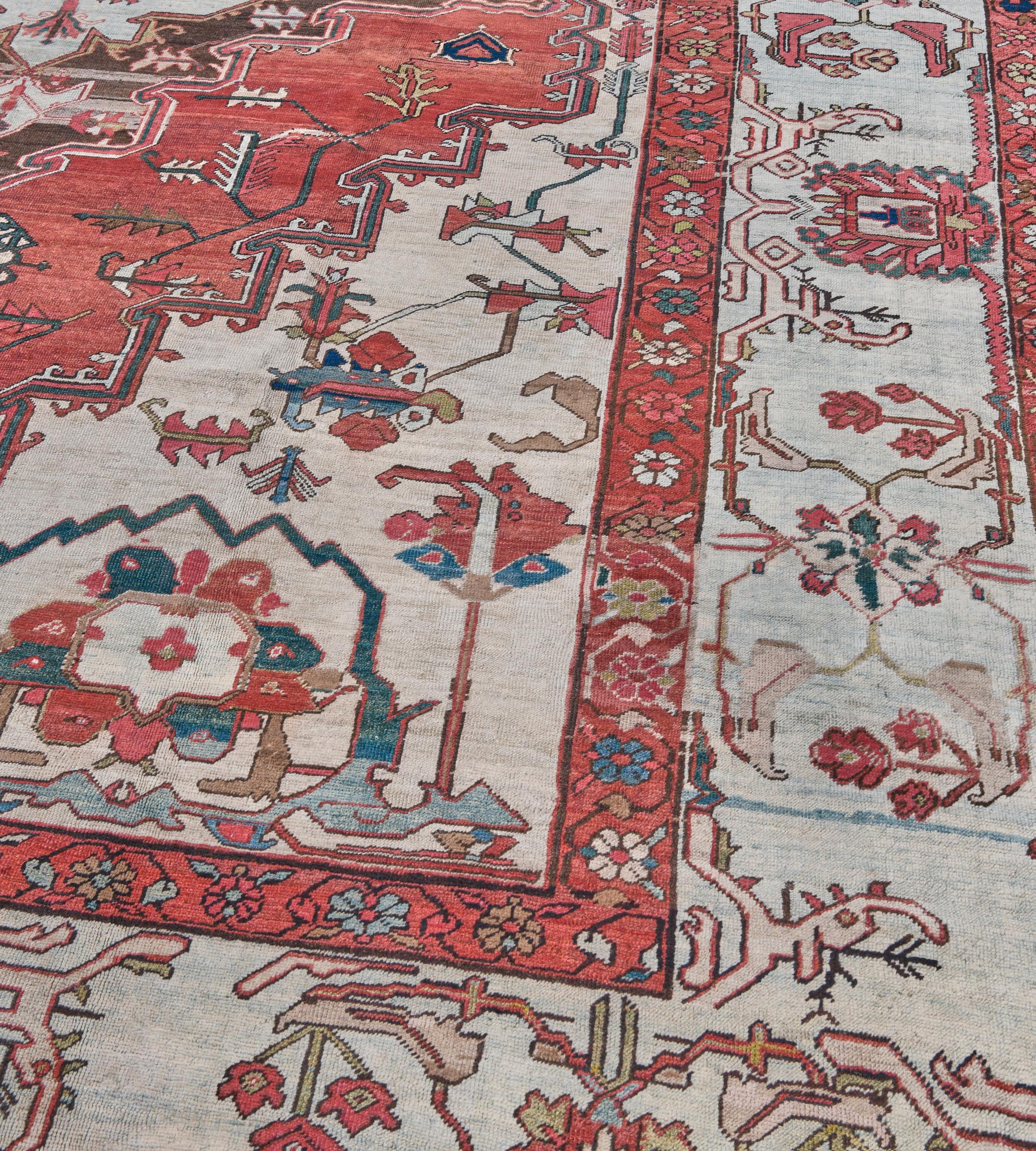 19th Century Stunning Antique Traditional Hand-Woven Persian Serapi For Sale