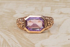 Stunning Antique Victorian 19th Century 14k Gold and Amethyst Ring