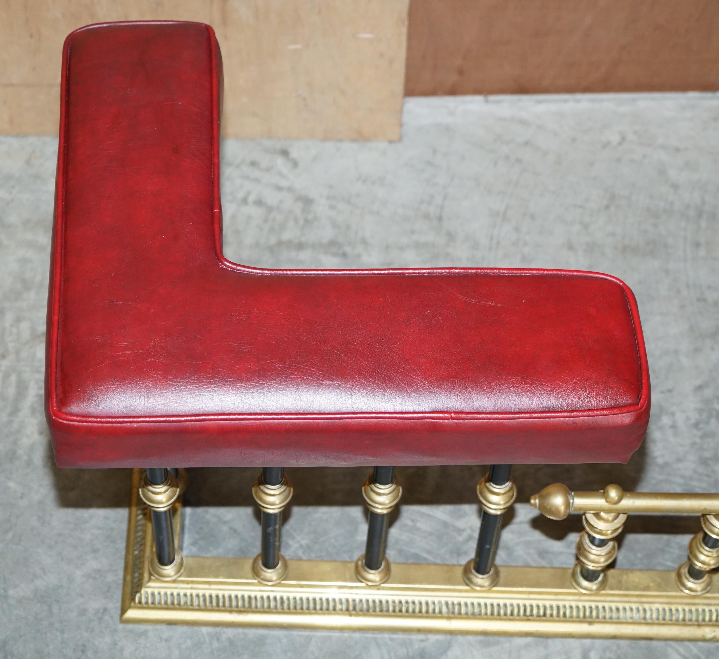Stunning Antique Victorian Brass Ebonised Oxblood Fireplace Club Fender Must See For Sale 2