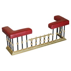 Stunning Antique Victorian Brass Ebonised Oxblood Fireplace Club Fender Must See