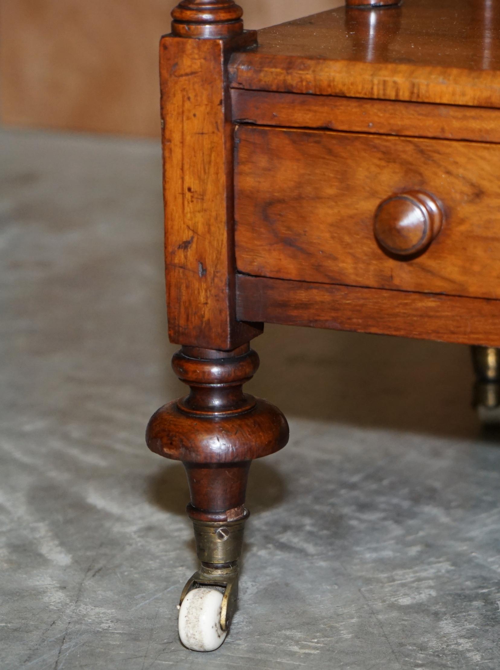Stunning Antique Victorian Burr Walnut Whatnot Canterbury Magazine Rack Table 3