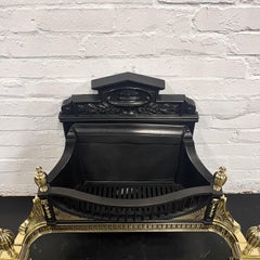 Stunning Antique Victorian Cast Iron and Brass Fire Basket