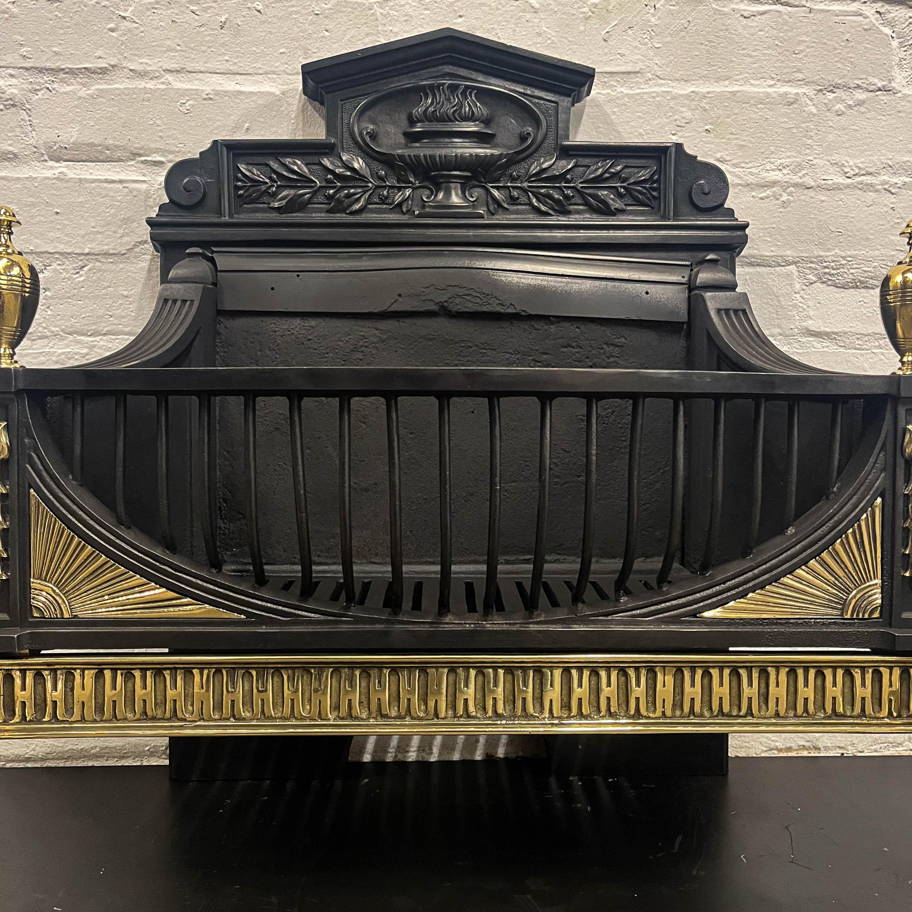 Stunning Antique Victorian Cast Iron and Brass Fire Basket For Sale 2