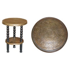 Stunning Antique Victorian circa 1880 Chinese Brass Engraved Occasional Table Stunning Antique Victorian circa 1880 Chinese Brass Engraved Occasional Table